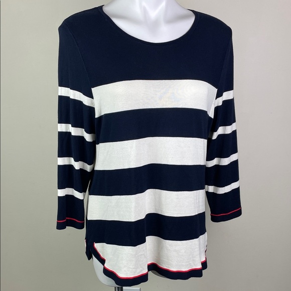 Talbots Sailor Striped Knit Tunic Red Accents - Picture 1 of 9